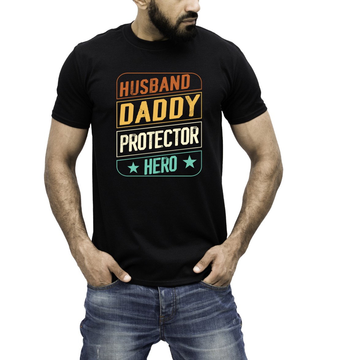 Husband Daddy Protector Hero T-Shirt | Striped Cheetah